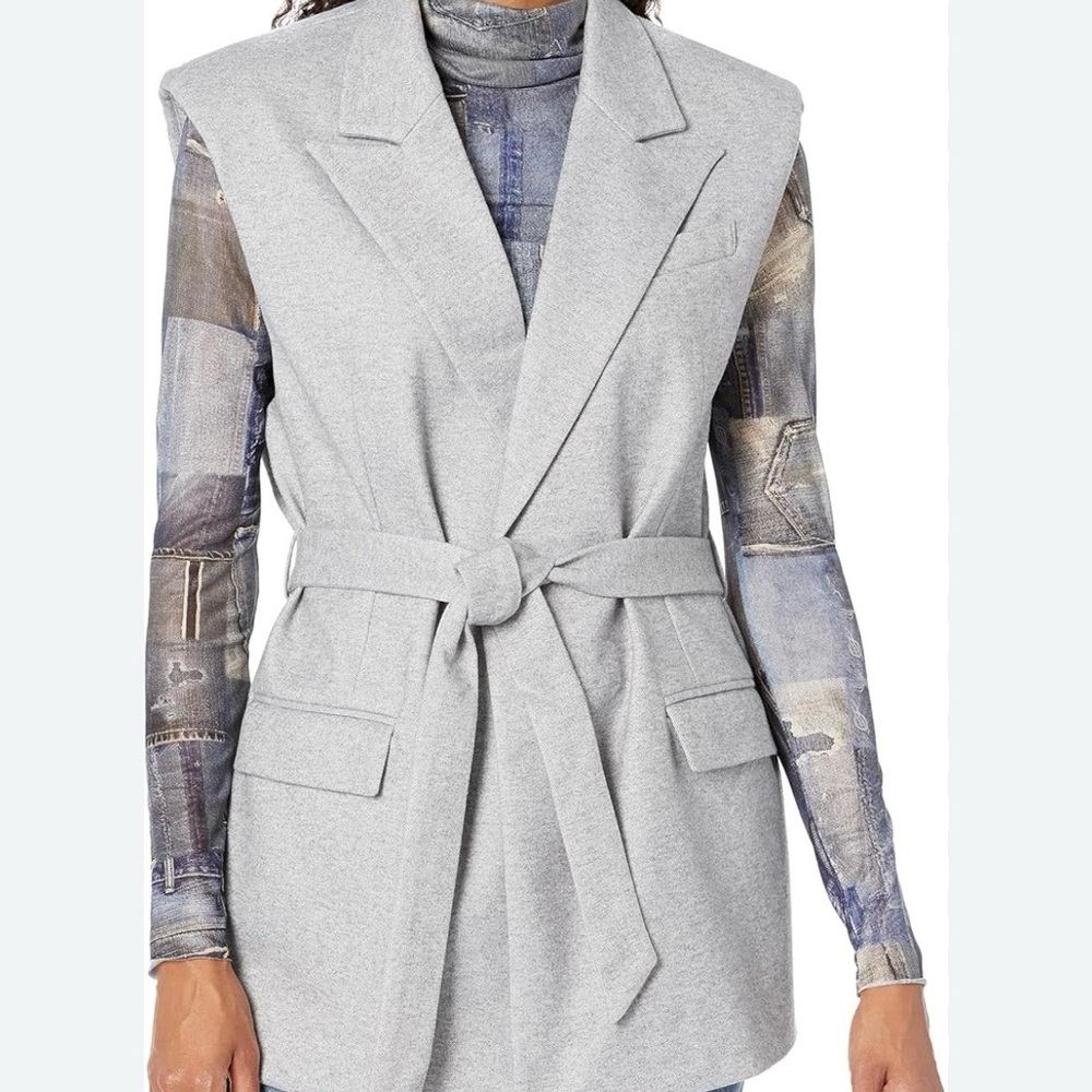 Steve Madden Light Gray Belted Blazer Vest